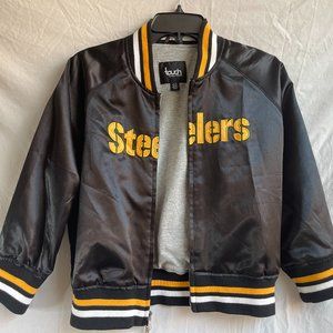 Touch by Alyssa Milano Pittsburgh Steeler Cropped Bomber Jacket Black/Gold Large